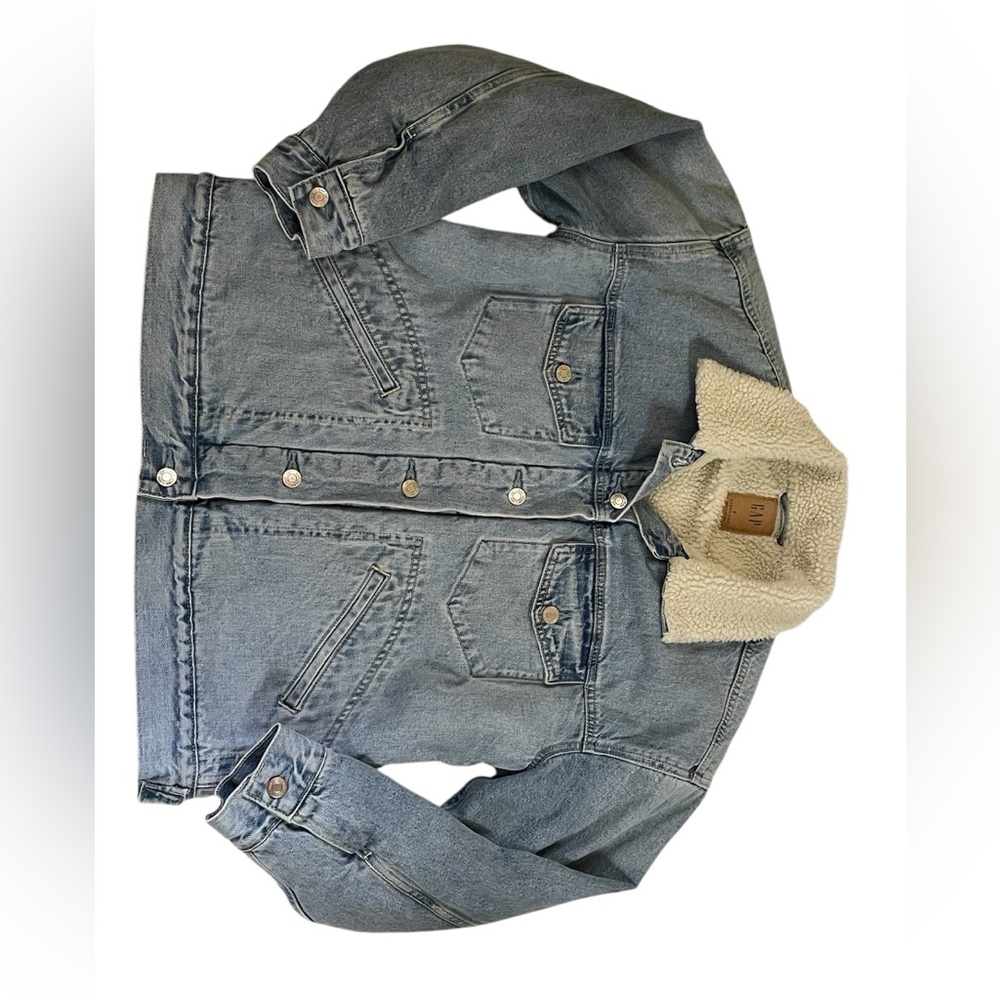 Gap oversized Sherpa lined Trucker jeans Jacket - Picture 4 of 12